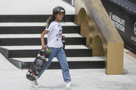 Rayssa Leal of Brazil 3rd place at the Woman finals at the Street Skateboarding World Championships at the Foro Italico in Rome, Italy, 06 June 2021. ANSA/FABIO FRUSTACI
