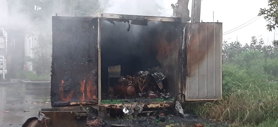 Incêndio contêiner Terminal Pesqueiro em Santos