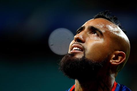 epa07664776 Chile's player Arturo Vidal is seen before the Copa America 2019 Group C soccer match between Ecuador and Chile, at Arena Fonte Nova Stadium in Salvador, Brazil, 21 June 2019.  EPA/Raul Spinasse