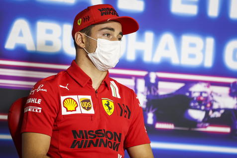 epa09631440 Monaco's Formula One driver Charles Leclerc of Scuderia Ferrari attends a press conference ahead of the Abu Dhabi Formula One Grand Prix 2021 at Yas Marina Circuit in Abu Dhabi, United Arab Emirates, 09 December 2021. The Formula One Grand Prix of Abu Dhabi will take place on 12 December 2021.  EPA/Antonin Vincent / POOL 00121045