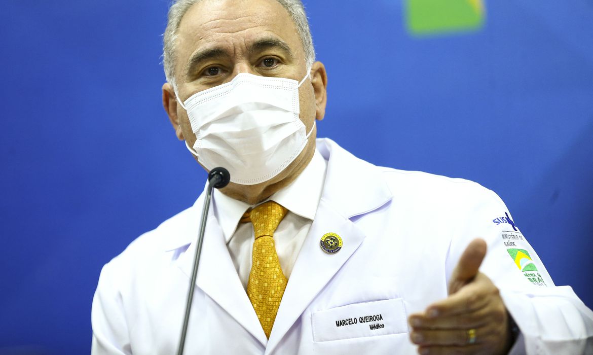 O ministro da Saúde, Marcelo Queiroga, durante anúncio de ações para o cuidado às pessoas com condições pós-covid-19.