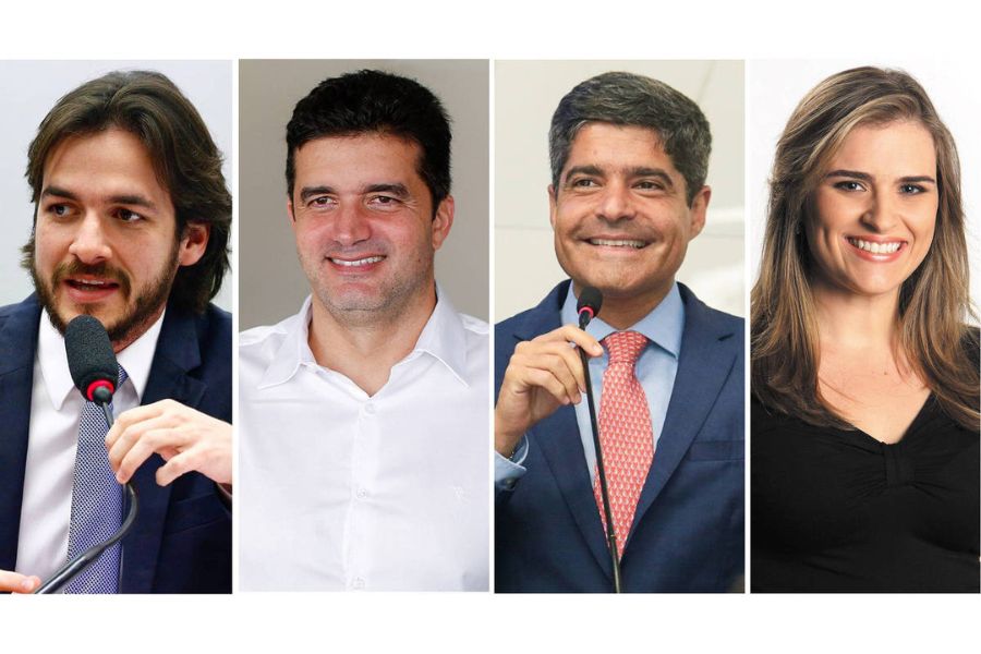 Na montagem, ACM Neto (BA), Pedro Cunha Lima (PB), Rui Palmeira (AL) e Marília Arraes (PE) - Divulgação
