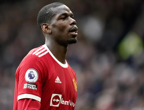 epa09866227 Manchester United's Paul Pogba reacts during the English Premier League soccer match between Manchester United and Leicester City in Manchester, Britain, 02 April 2022.  EPA/TIM KEETON EDITORIAL USE ONLY. No use with unauthorized audio, video, data, fixture lists, club/league logos or 'live' services. Online in-match use limited to 120 images, no video emulation. No use in betting, games or single club/league/player publications