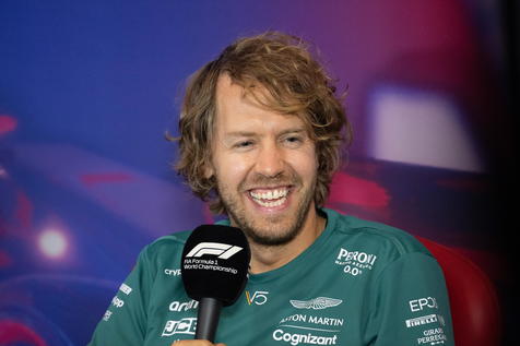 epa10043771 German Formula One driver Sebastian Vettel of Aston Martin attends the press conference of the Formula One Grand Prix of Great Britain at the Silverstone Circuit, Silverstone, Britain, 30 June 2022. The British Formula One Grand Prix will take place on 03 July 2022.  EPA/CHRISTIAN BRUNA