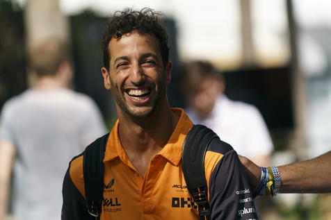 epa09931791 Australian Formula One driver Daniel Ricciardo of McLaren F1 Team arrives to the Miami International Autodrome in Miami Gardens, Florida for the Formula 1 Miami Grand Prix on 7, May 2022  EPA/GREG NASH