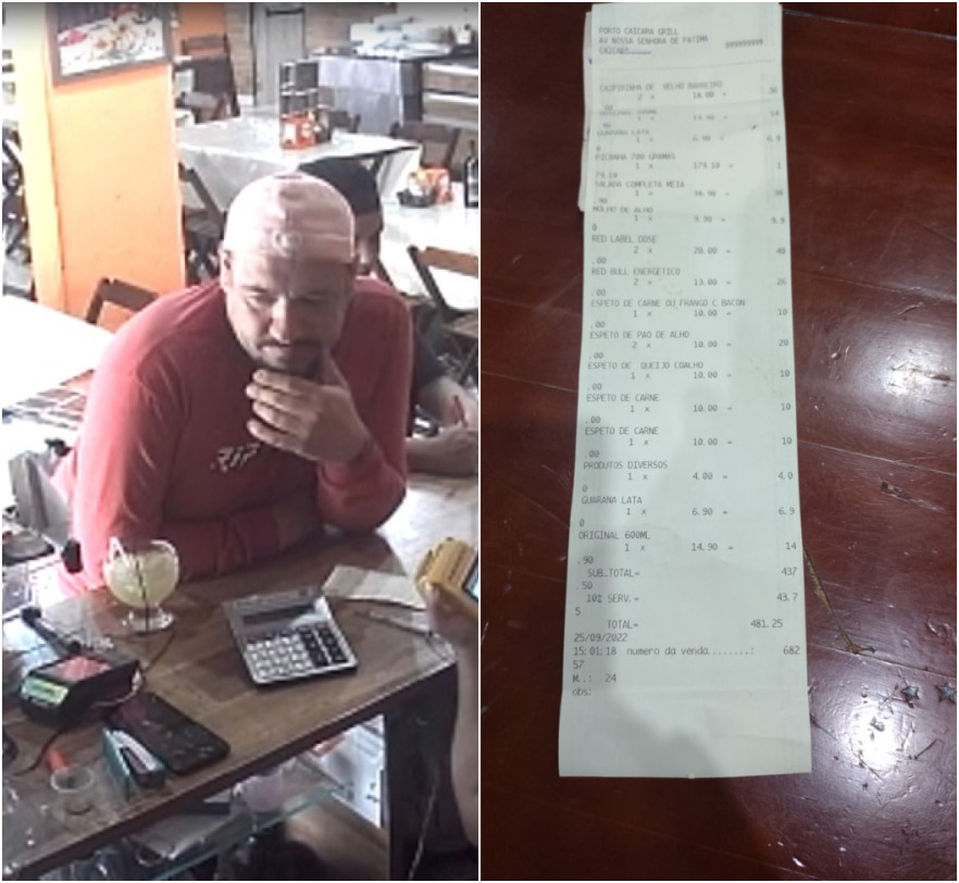 Família consome mais de R$ 400 em restaurante e foge na contramão, em Praia Grande