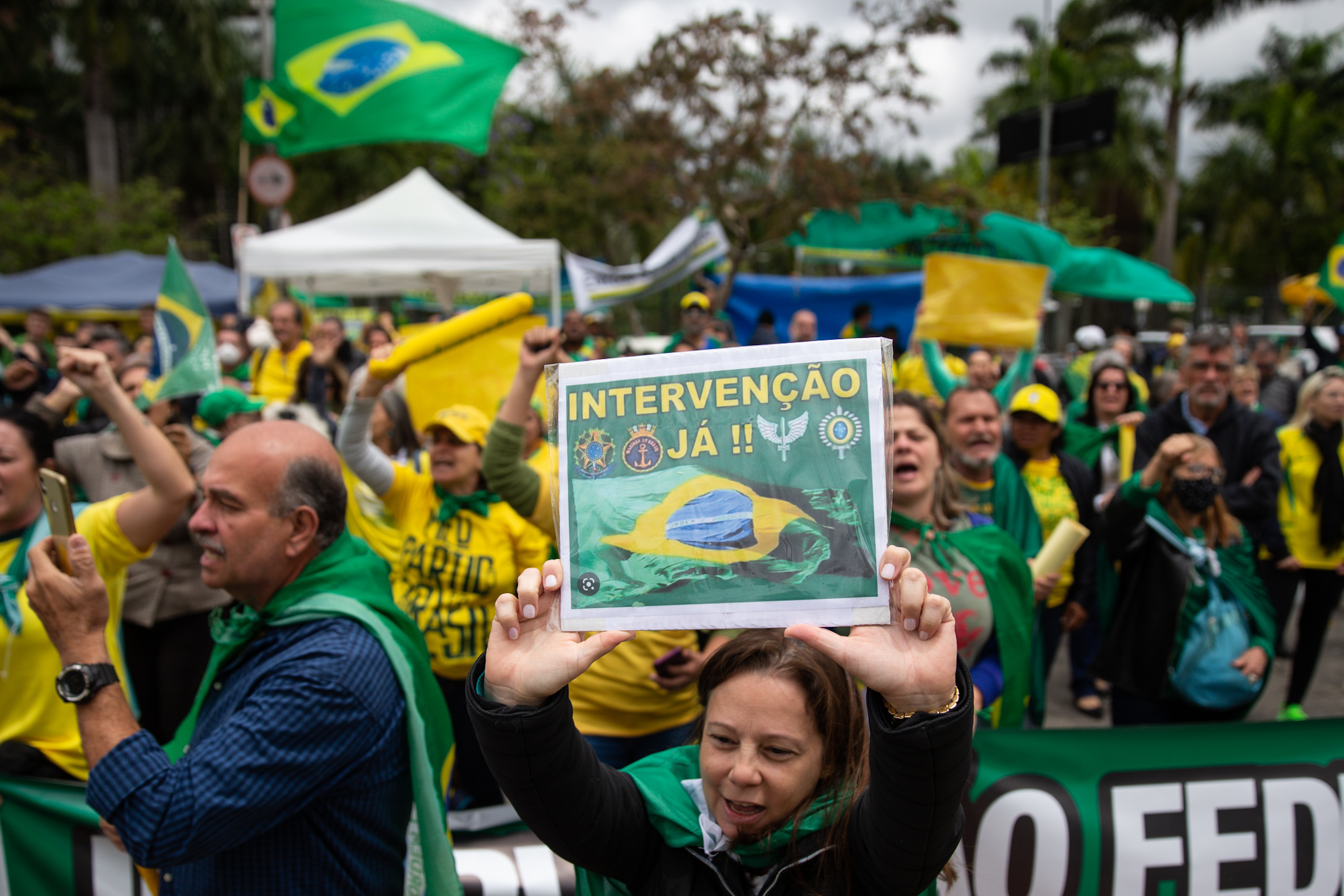 **Arquivo**SÃO PAULO, SP, 03.11.2022: PODER - Protesto antidemocrático de bolsonaristas na frente do Quartel do Comando Militar do Sudeste, no Ibirapuera, contra a eleição de Lula. (Foto: Mathilde Missioneiro/Folhapress)