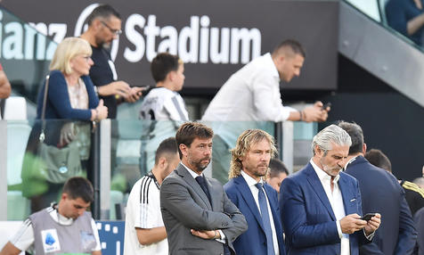 Andrea Agnelli and Pavel Nedved during the italian Serie A soccer match Juventus FC vs US Sassuolo Calcio at the Allianz Stadium in Turin, Italy, 15 august 2022 ANSA/ALESSANDRO DI MARCO