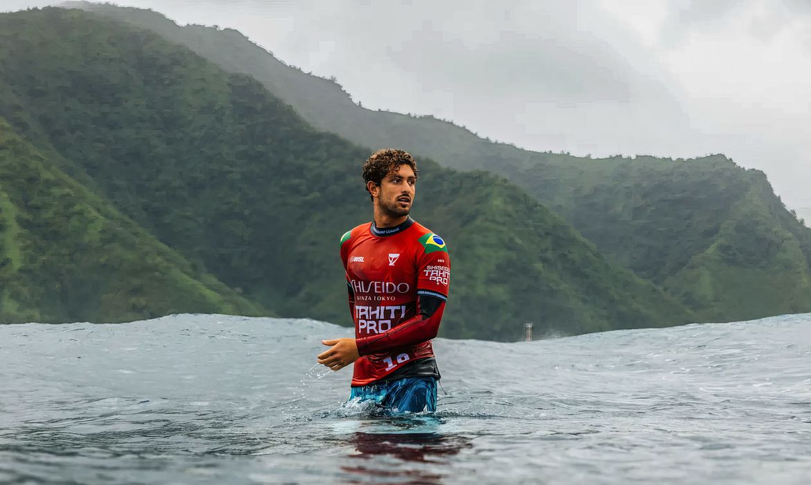 17/08/2023, João Chianca, o ‘Chumbinho’,  classificado para os Jogos de Paris 2024.  Foto: Matt Dunbar/World Surf League