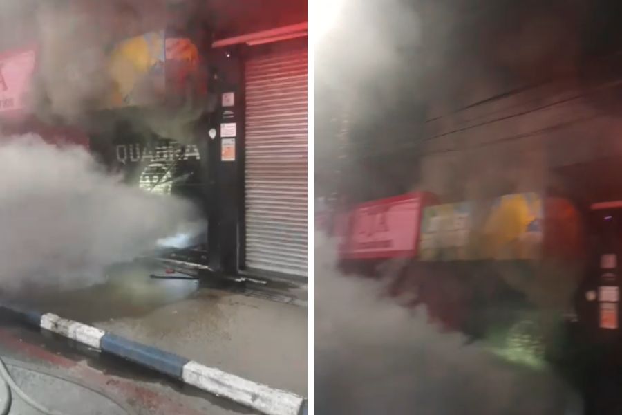 Incêndio de grandes proporções toma conta de loja em Vicente de Carvalho; VÍDEO