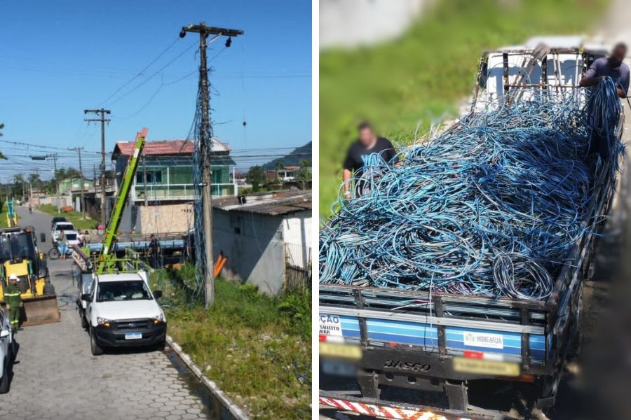PM apreende 27km de fios elétricos de ligação clandestina em Mongaguá