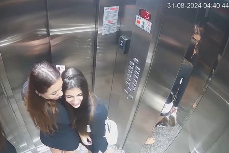 Imagens mostram Rafaela e Marcelly chegando no apartamento antes da morte de Igor Peretto