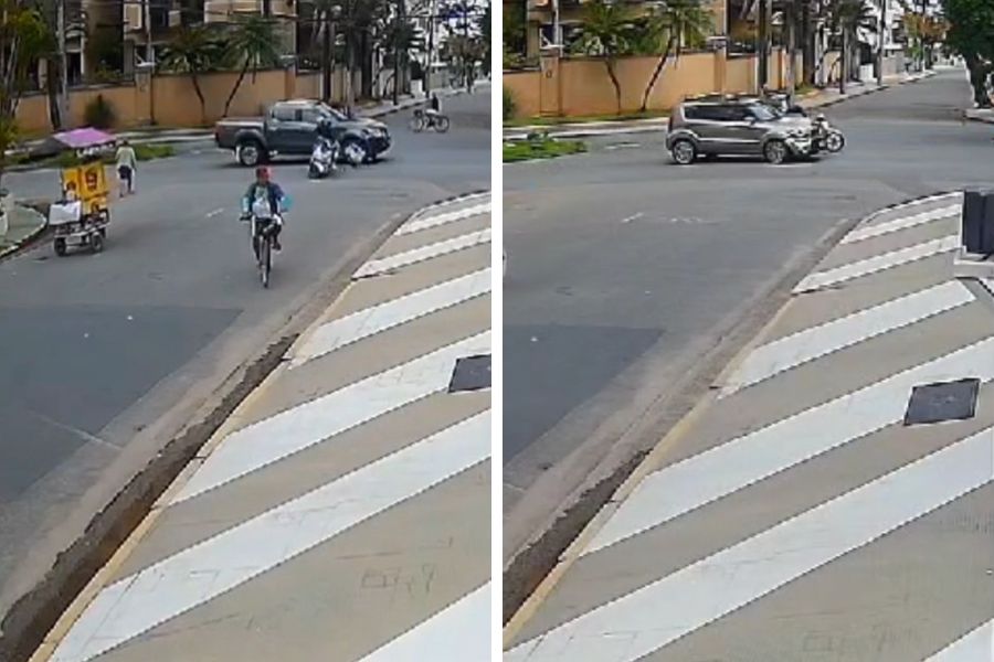 Cruzamento registra dois acidentes em menos de 24 horas em Guarujá; VÍDEO