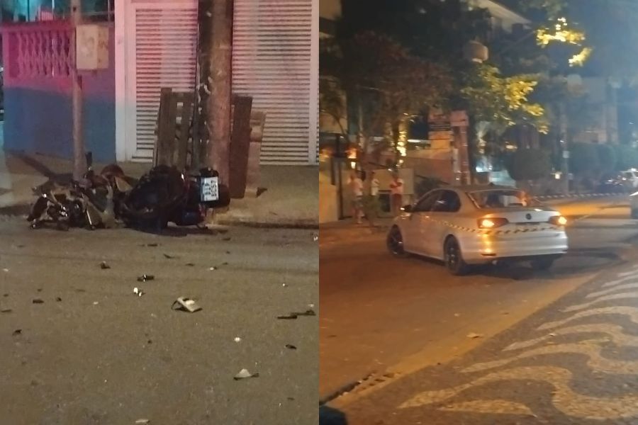 Acidente entre carro e moto deixa um morto na madrugada em Santos