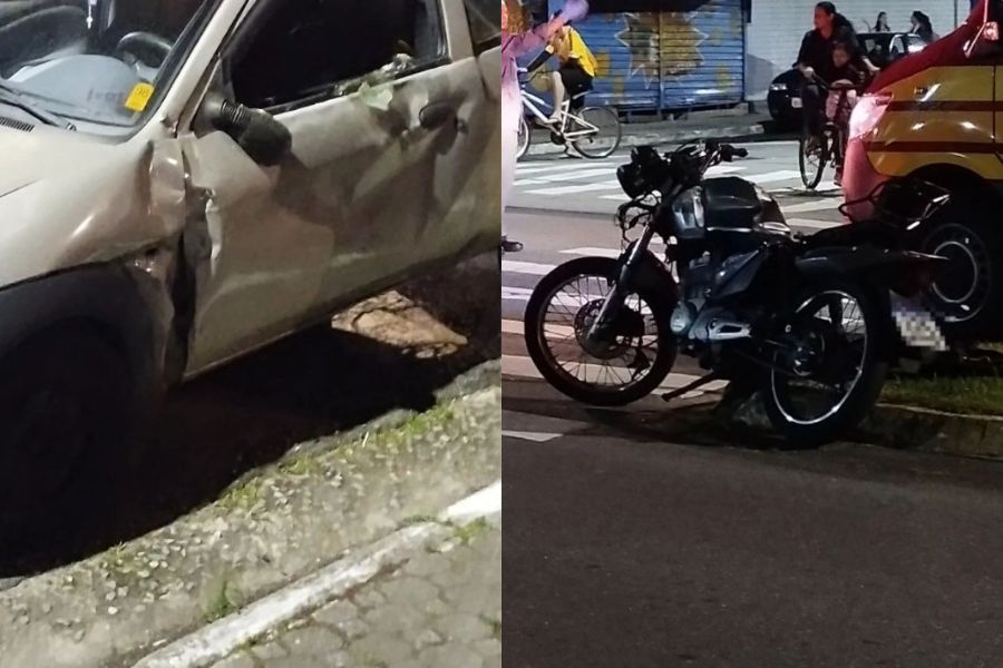 Acidente deixa motociclista com ferimentos leves em Praia Grande