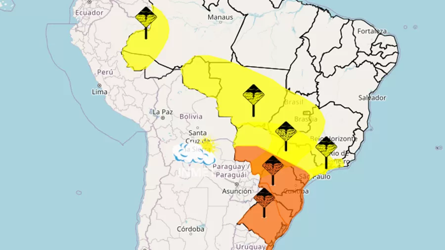 Inmet emite alerta de tempestade e granizo para 13 estados e DF