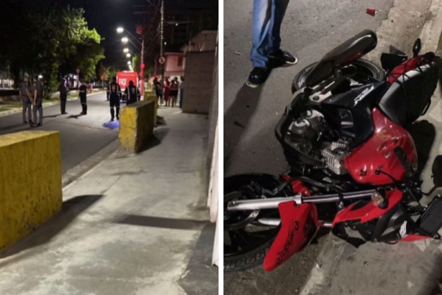 Motociclista morre após perder o controle da direção e colidir contra guia em Santos