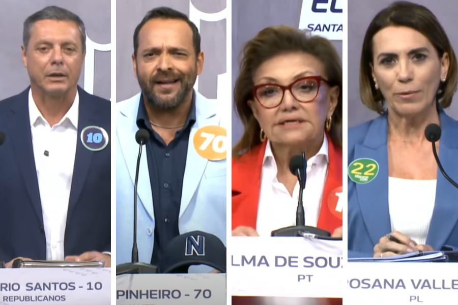 'Ratinho', 'para-choque' e fake news: candidatos de Santos trocam farpas mais uma vez em debate