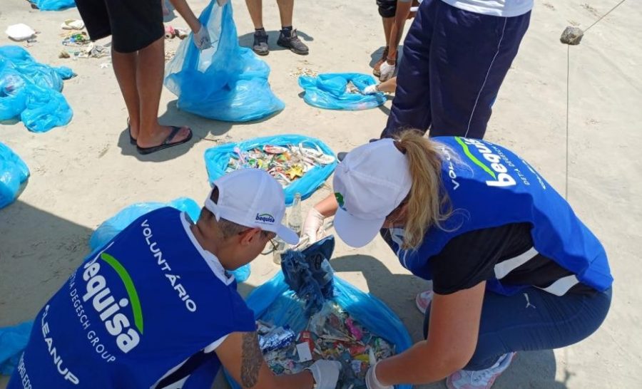 Ação de limpeza na praia vai coletar dados para incentivar o comércio sustentável em Santos