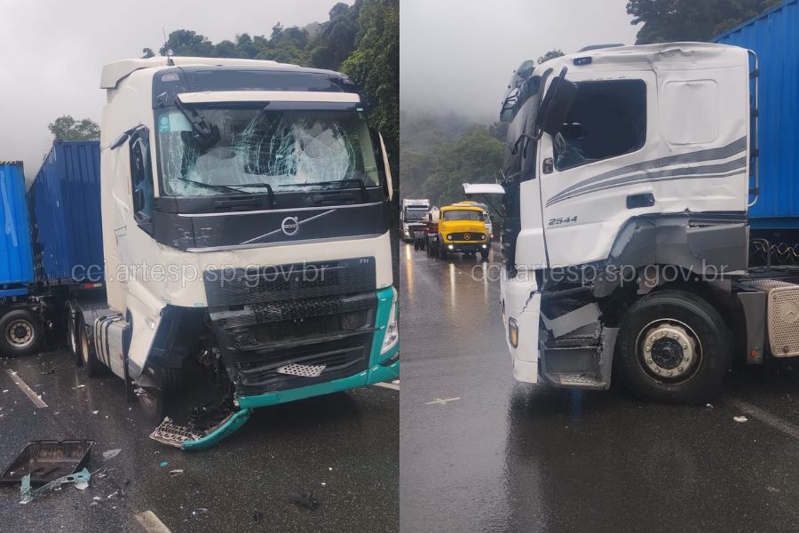 Motorista fica ferido após colisão entre carretas na Cônego Domênico Rangoni