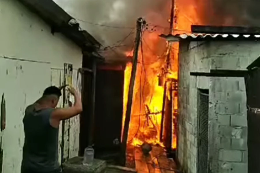 Incêndio atinge barracos no Morro do Índio, em Cubatão; VÍDEO