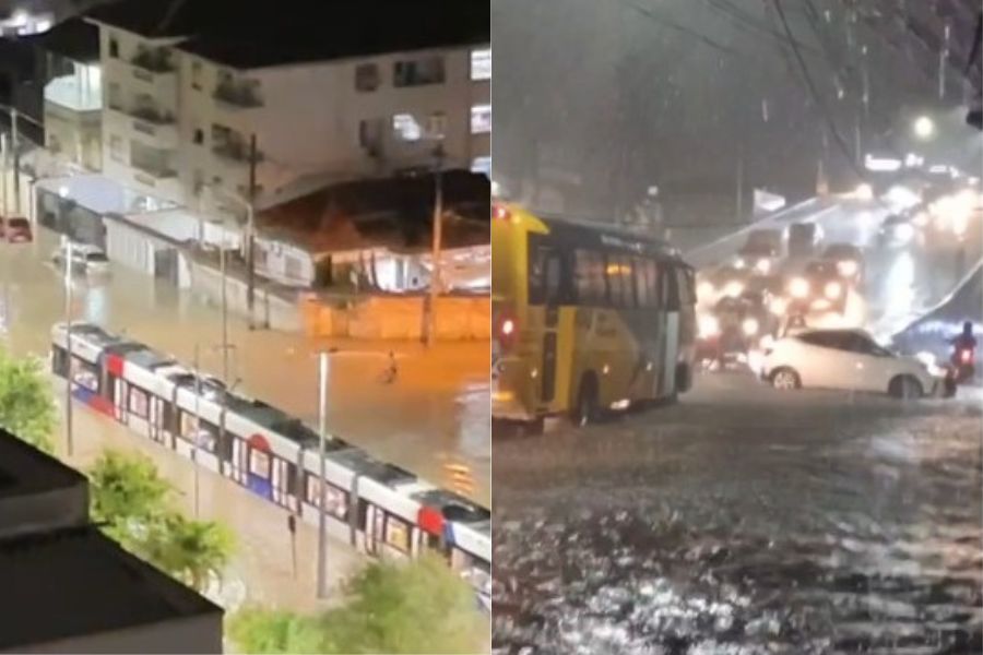 Tempestade causa alagamentos na Baixada Santista