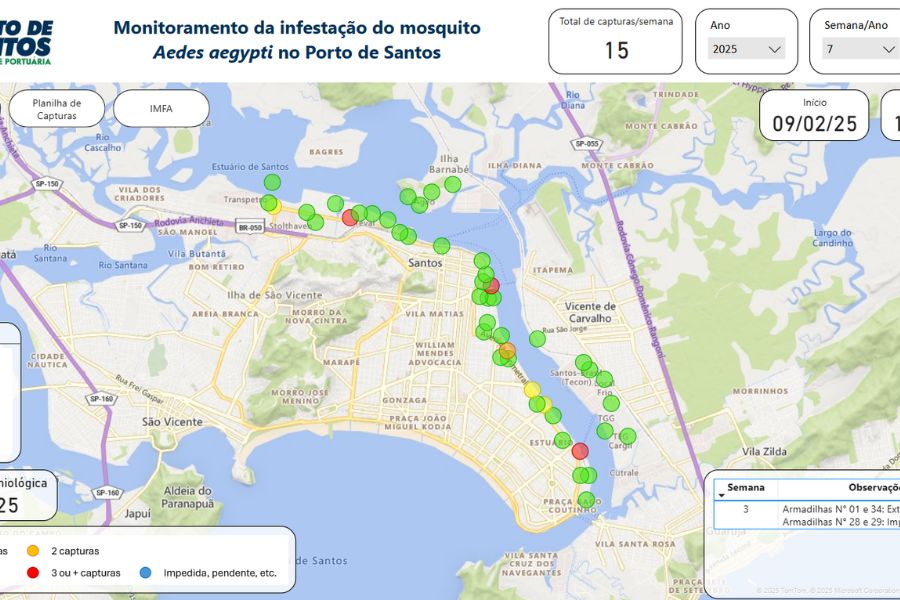 APS monitora focos do Aedes com 46 armadilhas no Porto de Santos