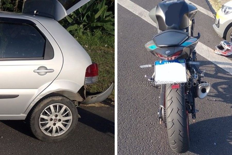 Motociclista fica em estado grave após bater na traseira de carro em São Vicente