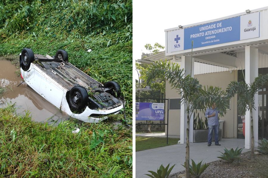Morre mulher socorrida inconsciente após carro cair dentro de canal em Guarujá