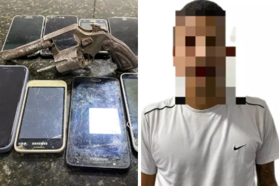 Homem armado é preso com oito celulares após cometer série de roubos na orla de Praia Grande