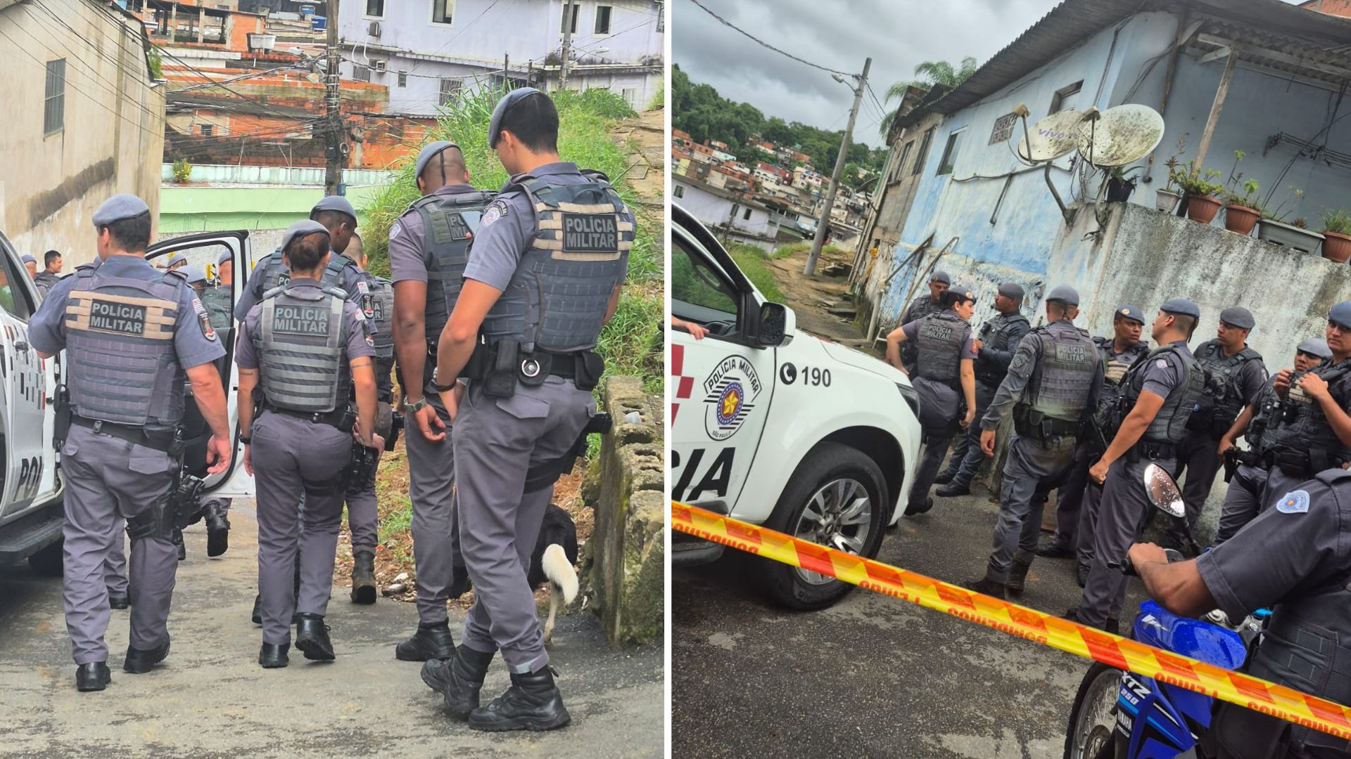 Tiroteio entre PMs e marginais em morro de Santos tem saldo de três mortos e um baleado