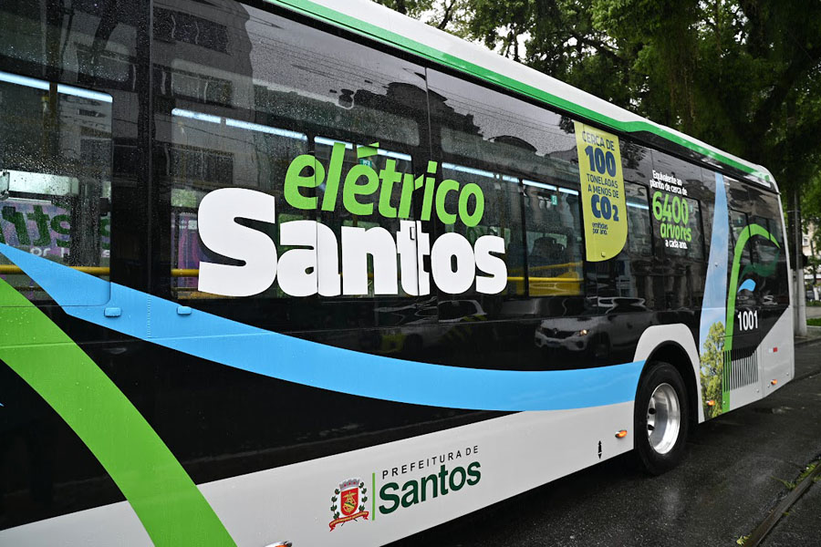 Transporte coletivo de Santos já conta com outro ônibus 100% elétrico