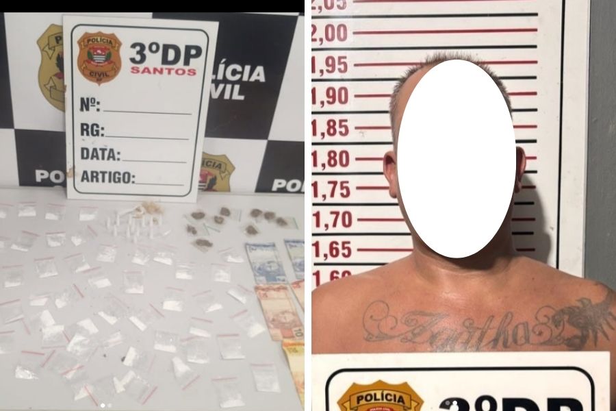 Homem é preso em ponto de tráfico de drogas no BNH, em Santos