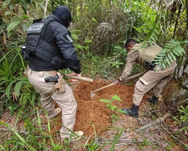 Força-tarefa descobre cemitério do crime organizado e acha três corpos; VÍDEO