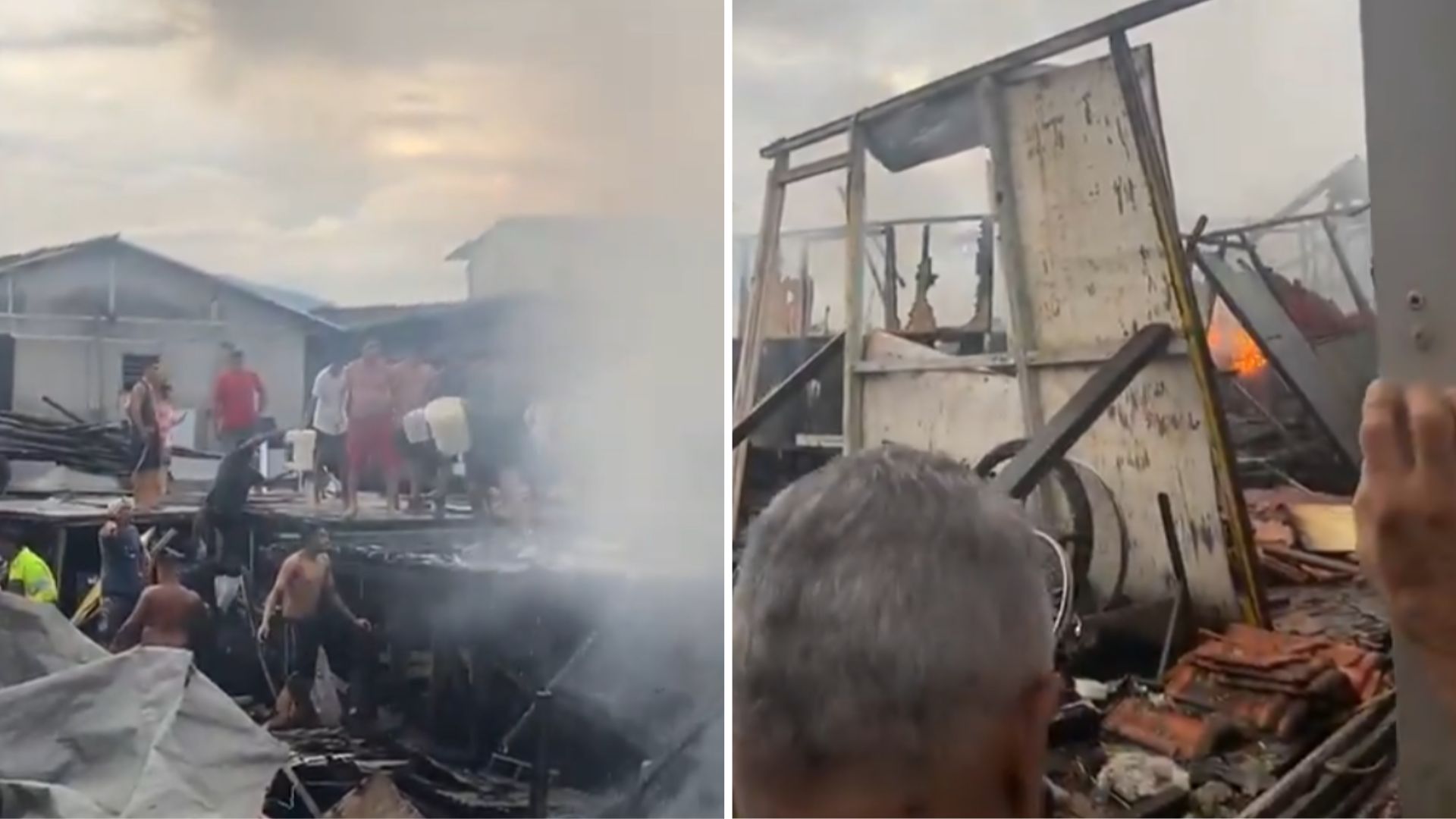 Maior favela sobre palafitas do Brasil é atingida por incêndio pela segunda vez em menos de 10 dias; VÍDEO