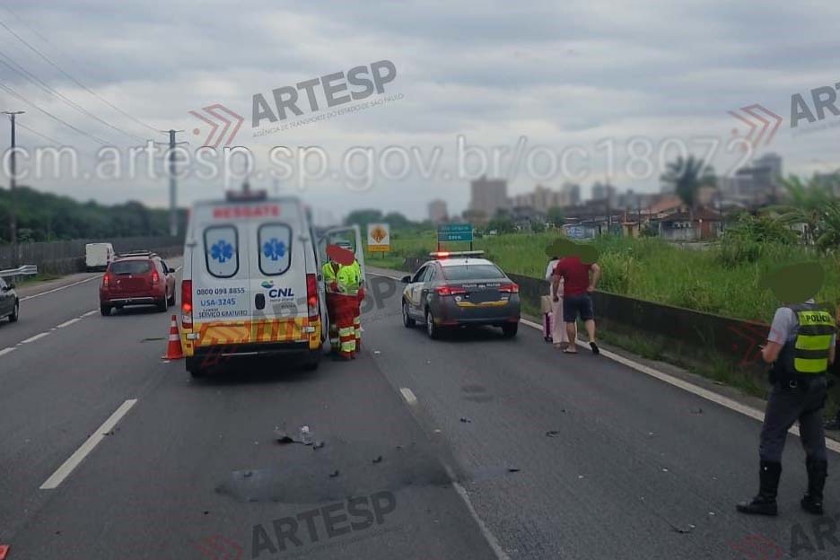 Motociclista morre após tombar em rodovia e ser atropelado em Praia Grande