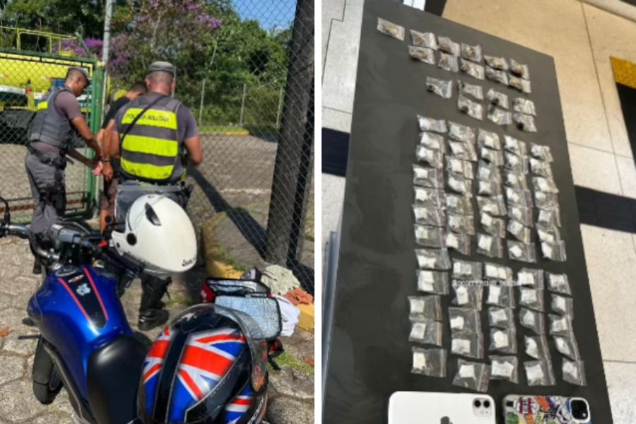 Motociclista é preso ao ser flagrado transportando drogas de SP para o Guarujá