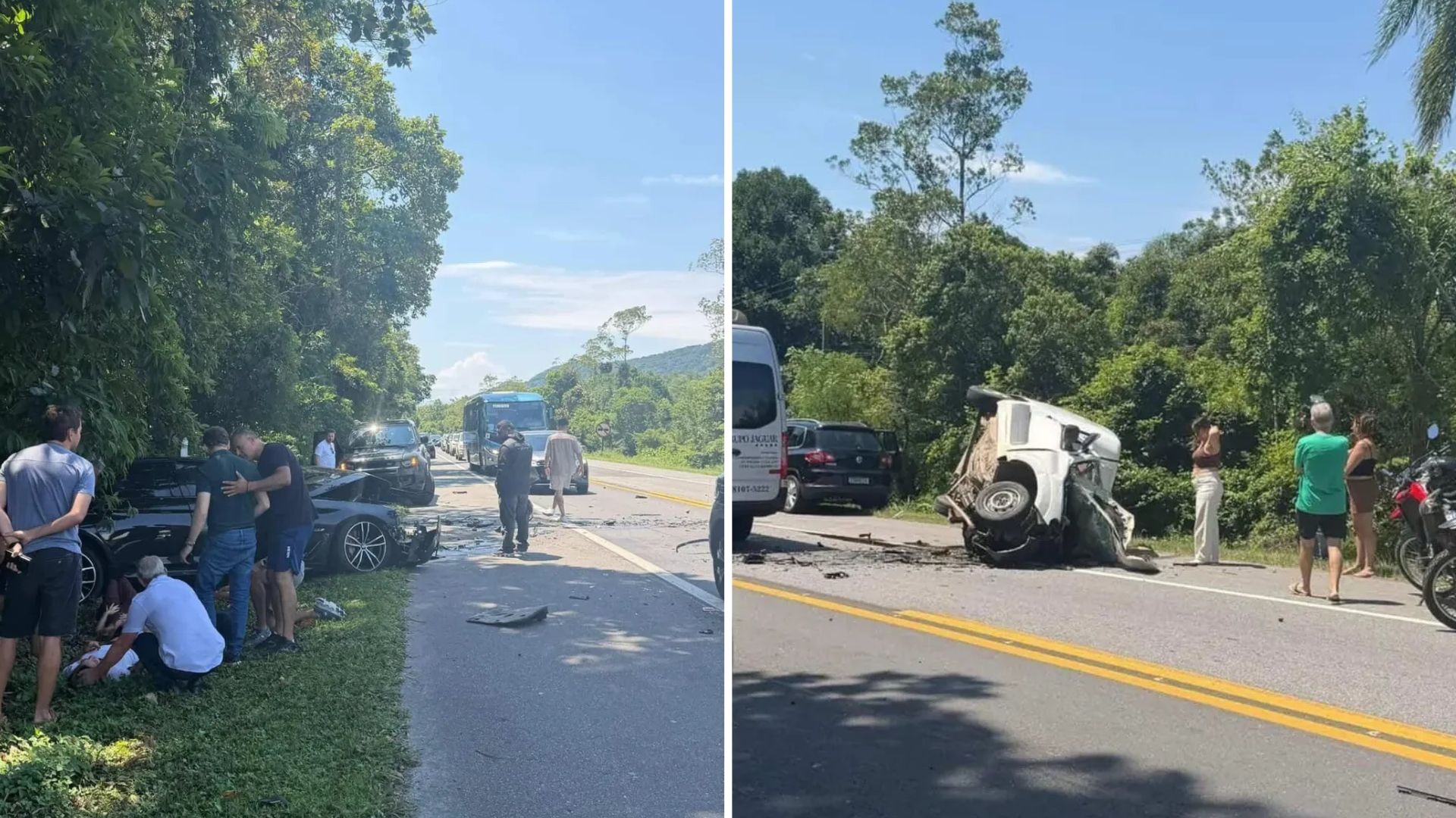 Motorista morre preso às ferragens após colisão frontal na Rio-Santos, em Bertioga