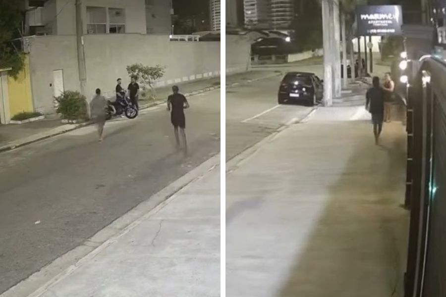 Três pessoas são assaltadas em frente à pousada em Guarujá; VÍDEO