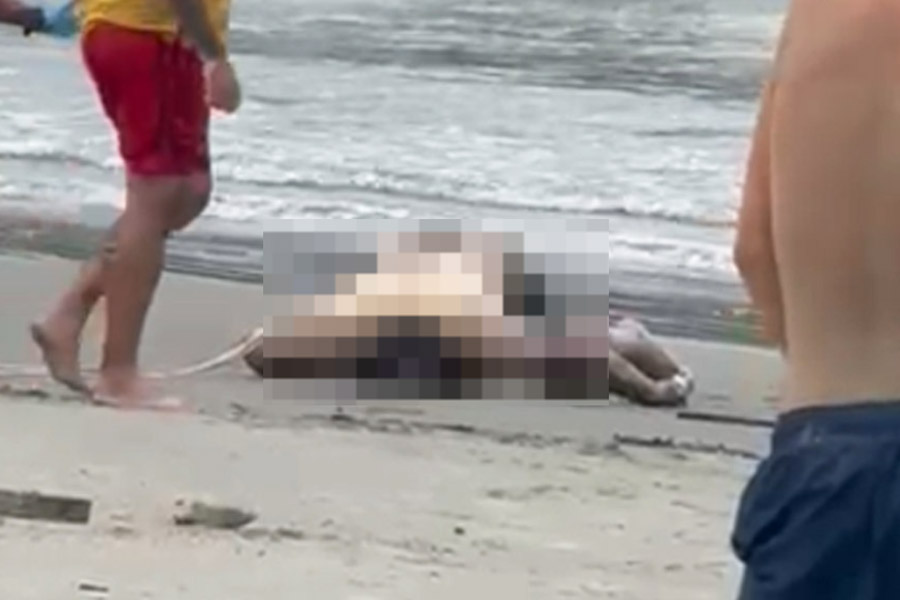 Corpo de homem é encontrado boiando na Praia do Perequê, em Guarujá; VÍDEO
