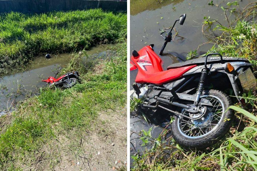 Dupla em moto cai em canal durante perseguição em Itanhaém