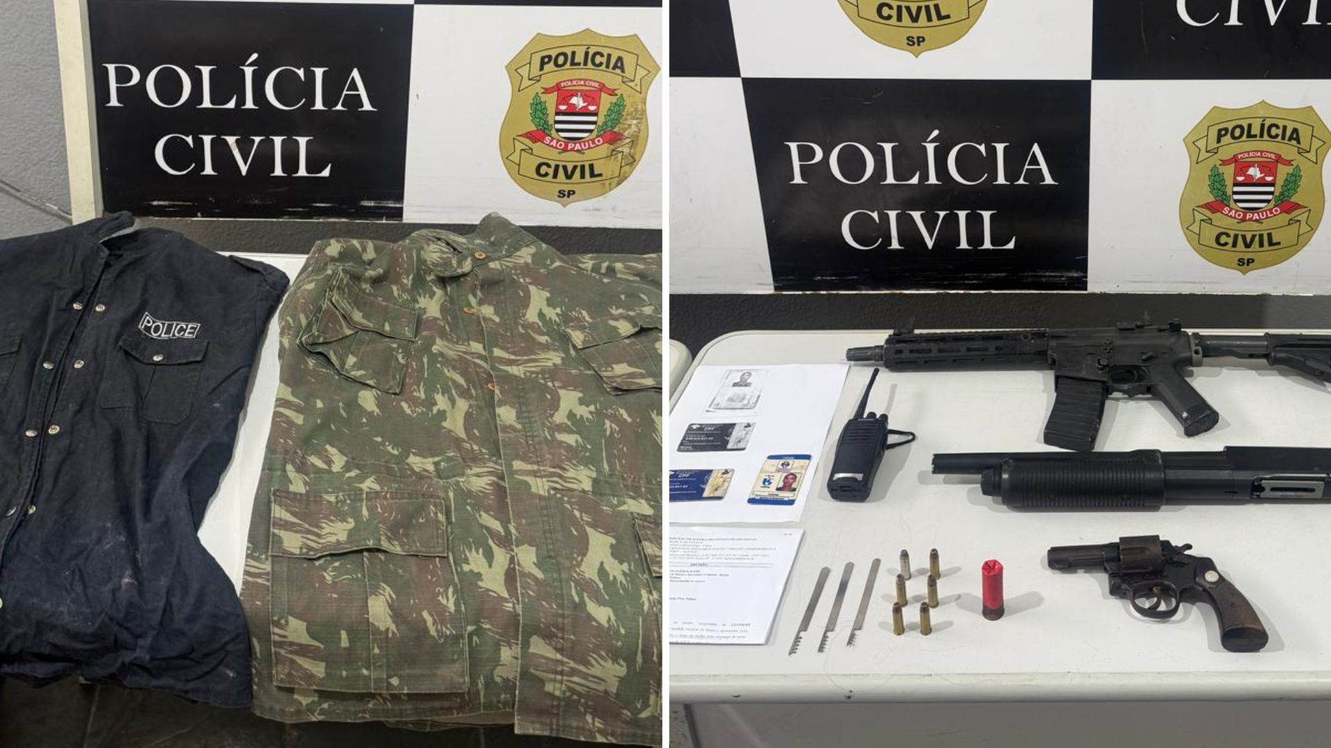 Mandado de busca em investigação de roubo em Guarujá apreende arma, munições e simulacros