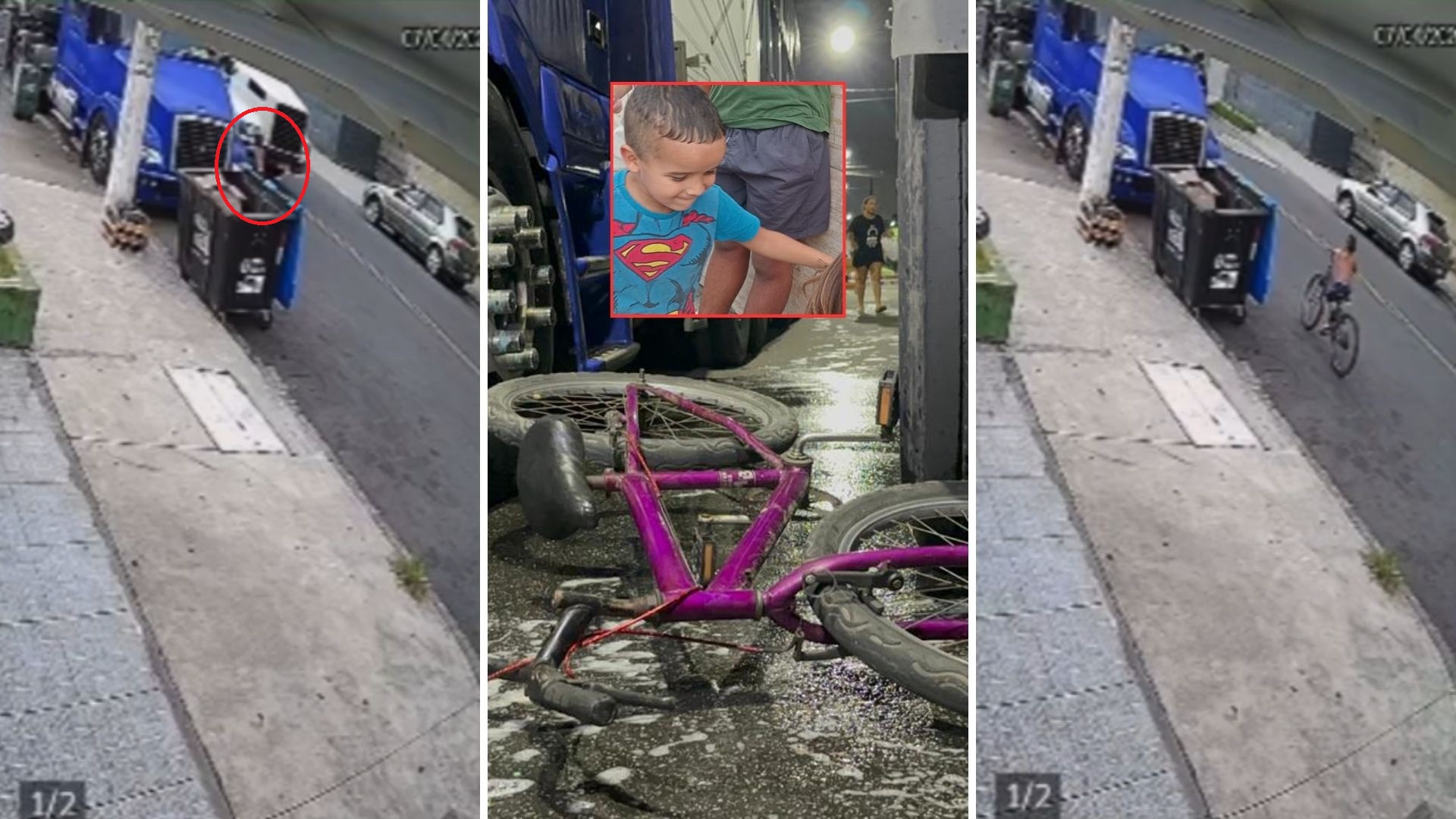 Vídeo mostra momento em que menino é esmagado por pneu de caminhão em Santos