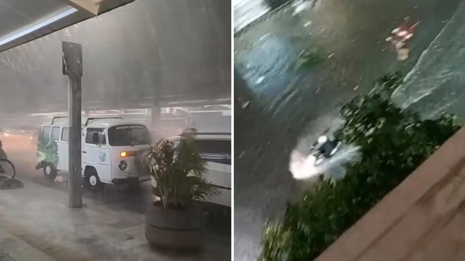 Temporal coloca provoca alagamentos na Baixada Santista, interdita vias e paralisa travessia Santos-Guarujá