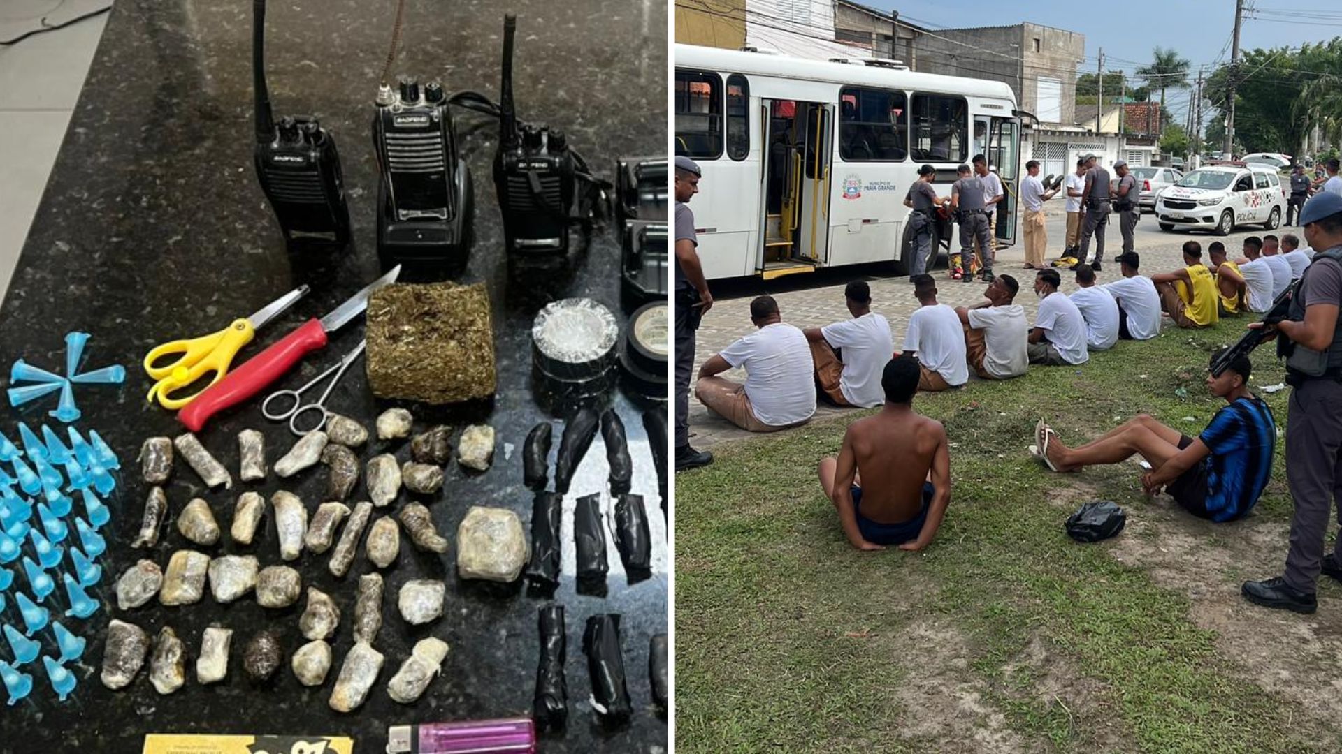 Detento do semiaberto é preso com drogas após tentativa de fuga e princípio de tumulto em Praia Grande