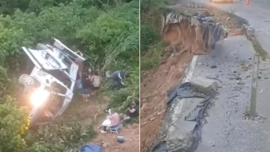 Van escolar cai em ribanceira e deixa 11 feridos em Angra dos Reis (RJ)