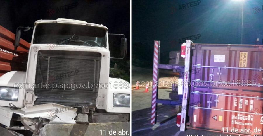 Carreta tomba com 25 toneladas de painéis solares na Cônego Domênico Rangoni