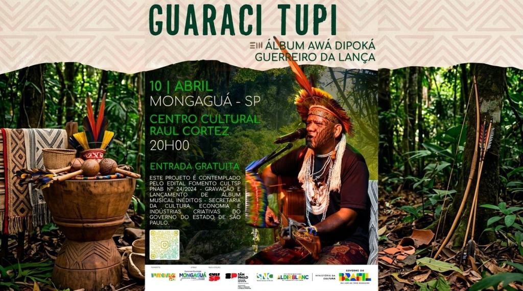 Artista indígena realiza show de lançamento de álbum em Mongaguá