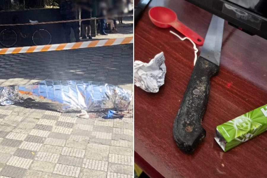 Idoso é morto a facadas em frente a agência bancária em Santos; cunhado é preso; VÍDEO