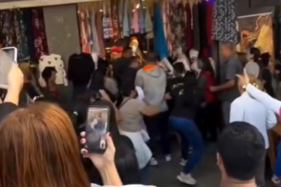Homem é atacado por populares após agredir mulher em Praia Grande; VÍDEO